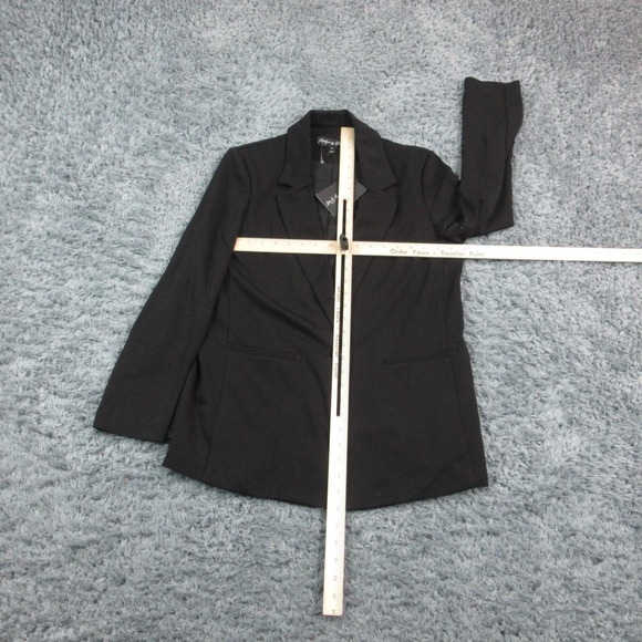 Montgomery Port Blazer Womens Medium Black Stretch One Button Suit Jacket NWT - Picture 2 of 11